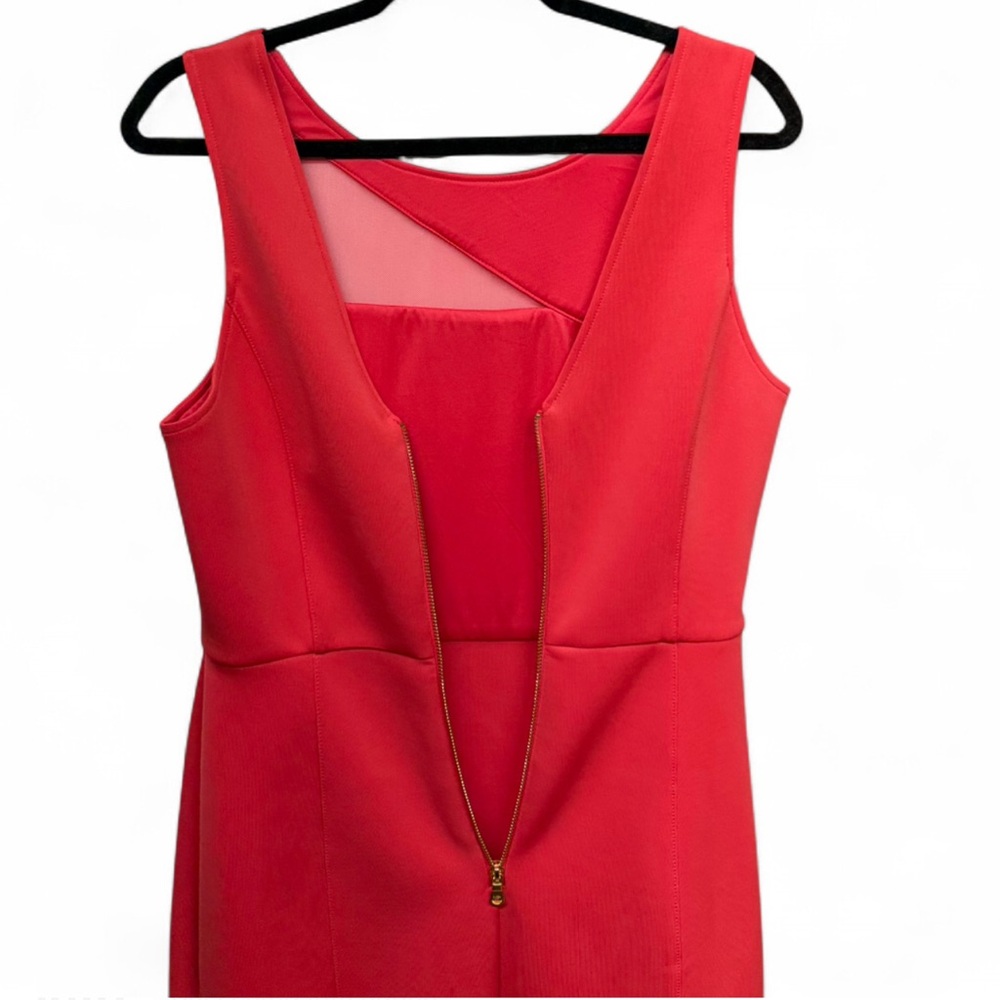 GUESS Red Mesh-Panel Bodycon Mini Dress - Picture 5 of 8